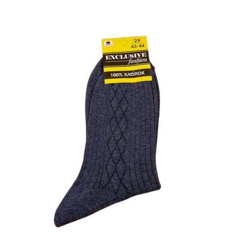 Носки мужские, хлопок,  Exclusive, джинсовые, с рисунком, желтая полоска