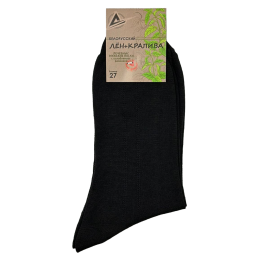 Носки мужские, черные, лен-крапива 