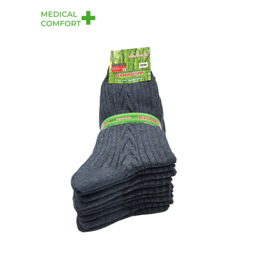 Носки мужские Минск Бамбук, серые, зеленая этикетка
