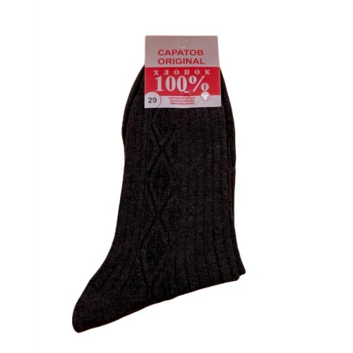 Носки мужские, черные, хлопок, Саратов, с рисунком