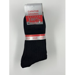 Носки мужские, черные, с рисунком и ленточкой CАРАТОВ ORIGINAL, ХЛОПОК 100%